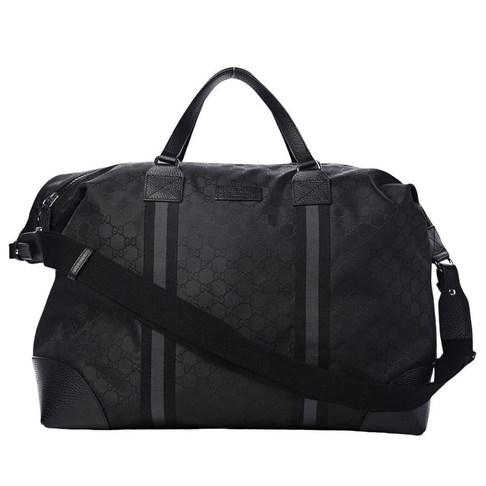 NEW Gucci Black Nylon GG Guccissima Large Duffle Travel Shoulder Bag
