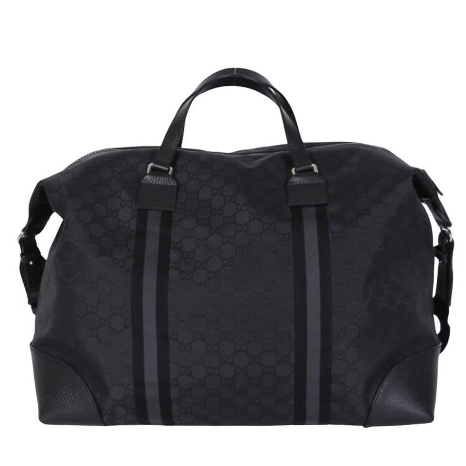NEW Gucci Black Nylon GG Guccissima Large Duffle Travel Shoulder Bag For Sale 1