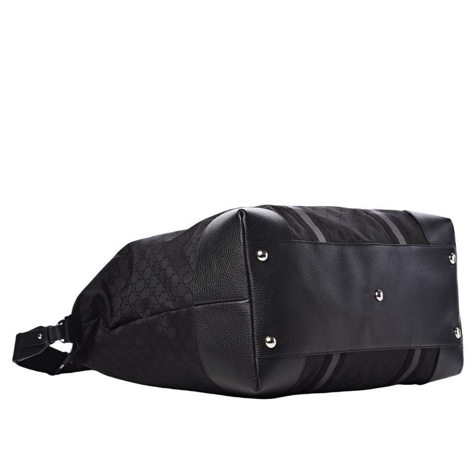 NEW Gucci Black Nylon GG Guccissima Large Duffle Travel Shoulder Bag For Sale 2