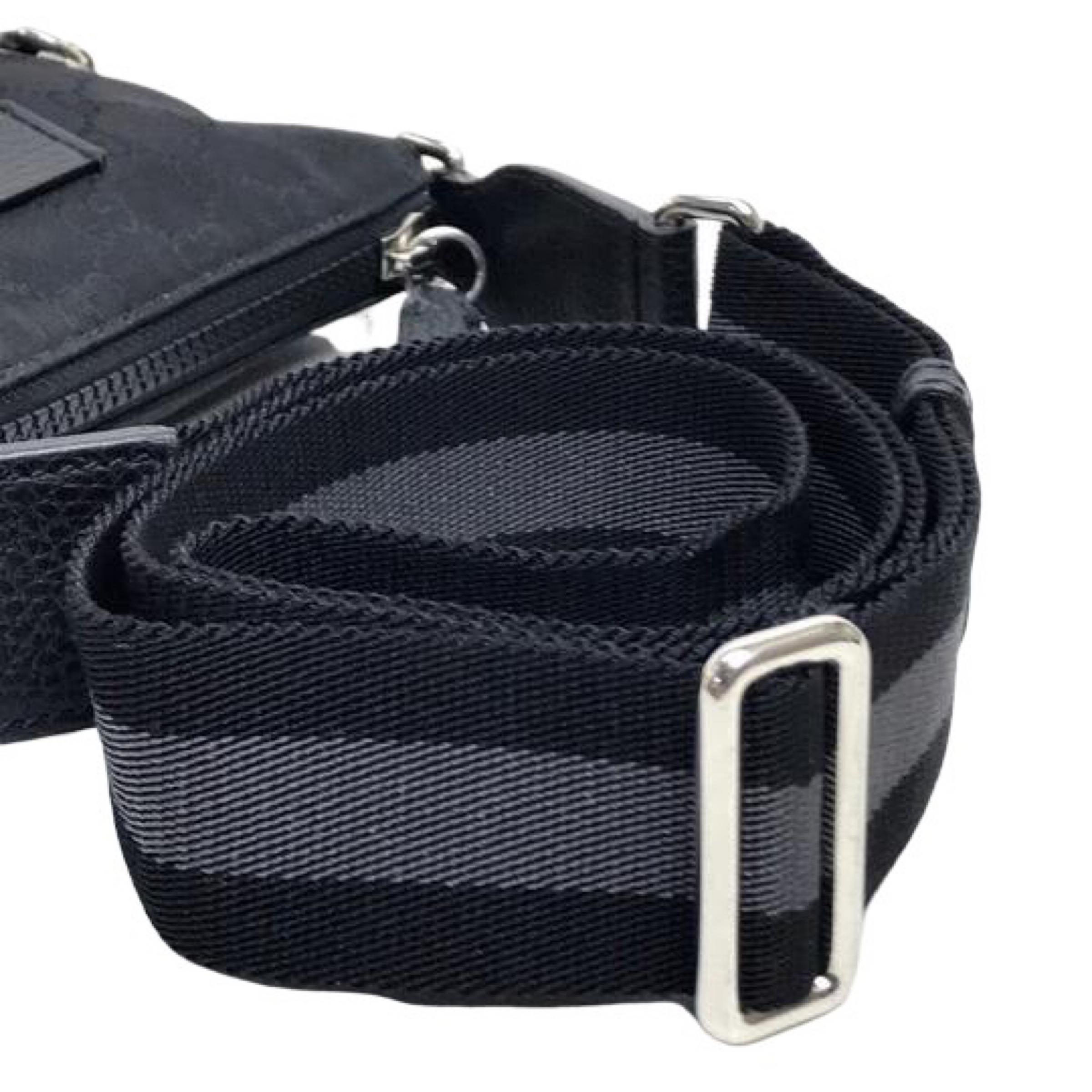 NEU Gucci Schwarz Nylon GG Guccissima Web Crossbody Messenger Umhängetasche im Angebot 11