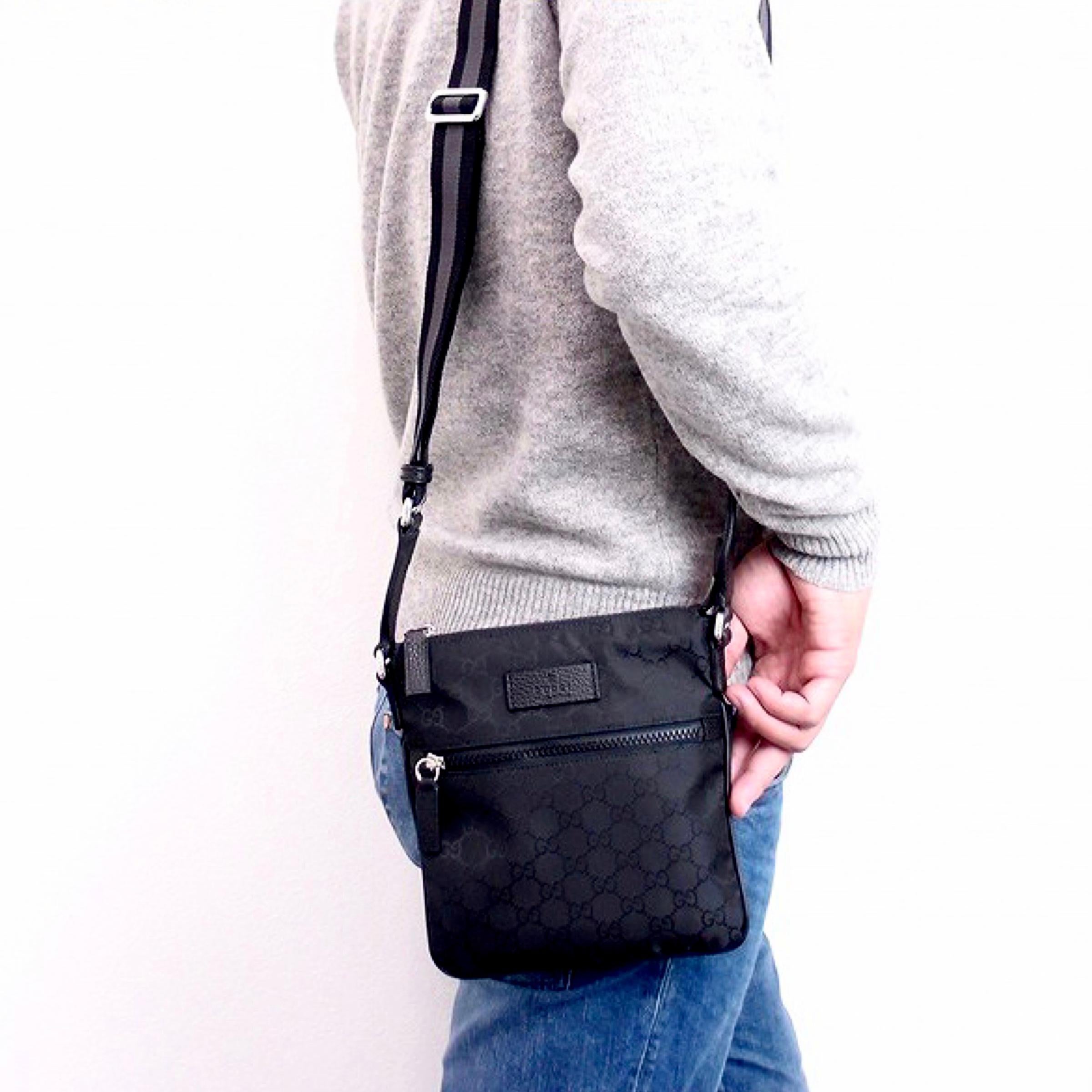 NEU Gucci Schwarz Nylon GG Guccissima Web Crossbody Messenger Umhängetasche im Angebot 13