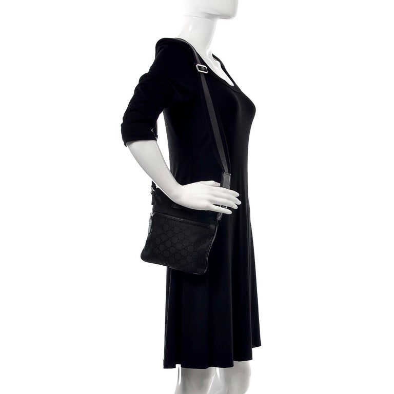 NEW Gucci Black Nylon GG Guccissima  Crossbody Messenger Shoulder
