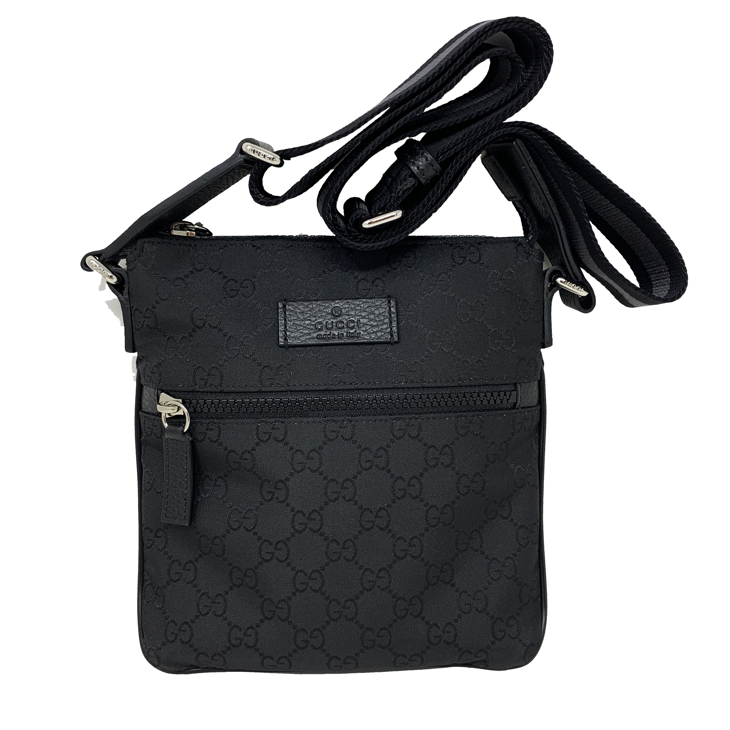 NEU Gucci Schwarz Nylon GG Guccissima Web Crossbody Messenger Umhängetasche im Angebot 1