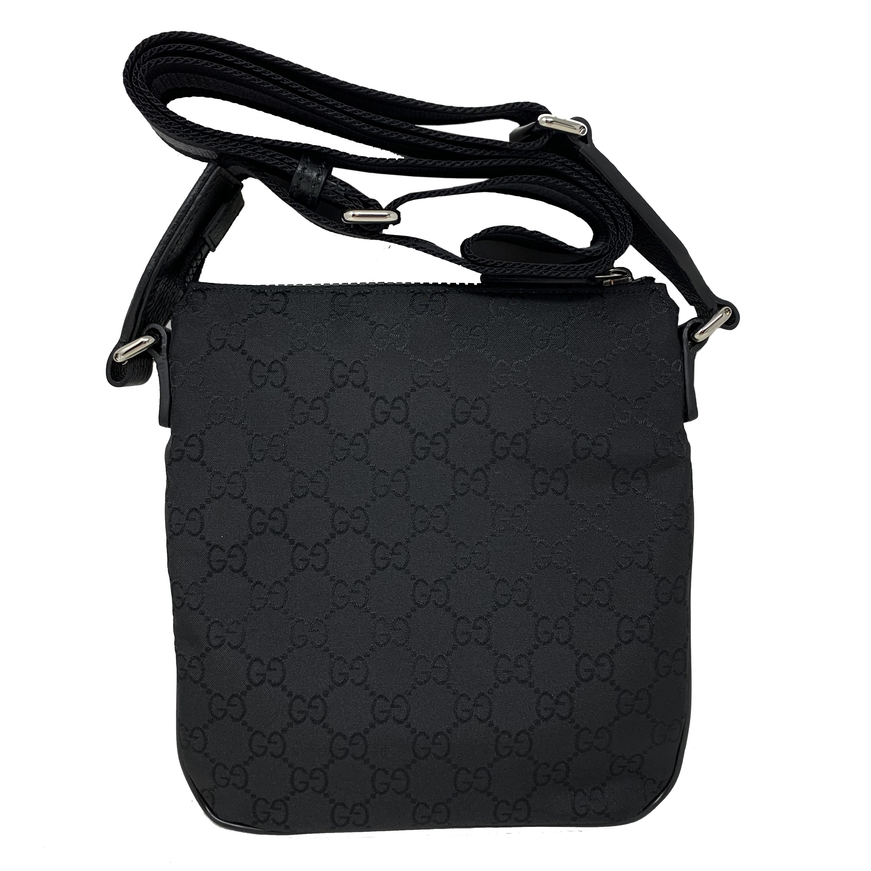 NEU Gucci Schwarz Nylon GG Guccissima Web Crossbody Messenger Umhängetasche im Angebot 2