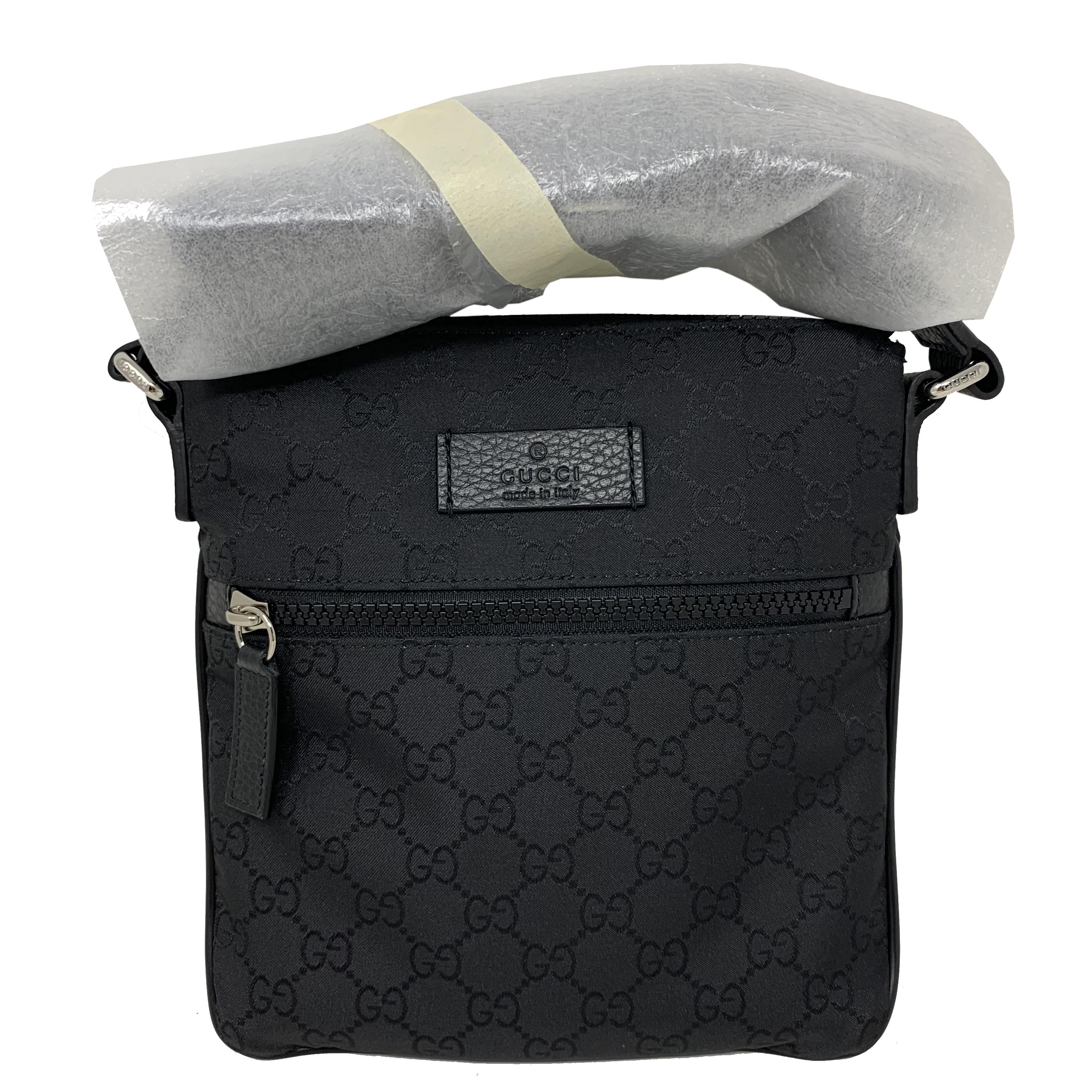 NEW Gucci Black Nylon GG Guccissima Web Crossbody Messenger Shoulder Bag For Sale 1