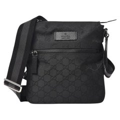 NEU Gucci Schwarz Nylon GG Guccissima Web Crossbody Messenger Umhängetasche