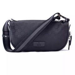 NEU Gucci GG Guccissima Sling Bag aus schwarzem Nylon mit Webstreifen und Fanny Pack an der Taille