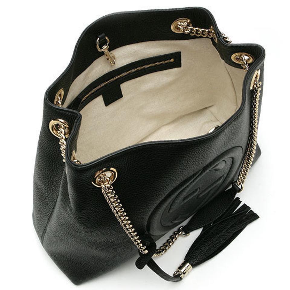 NEW Gucci Black Pebbled Leather Medium Soho Chain Tote Shoulder Bag 2