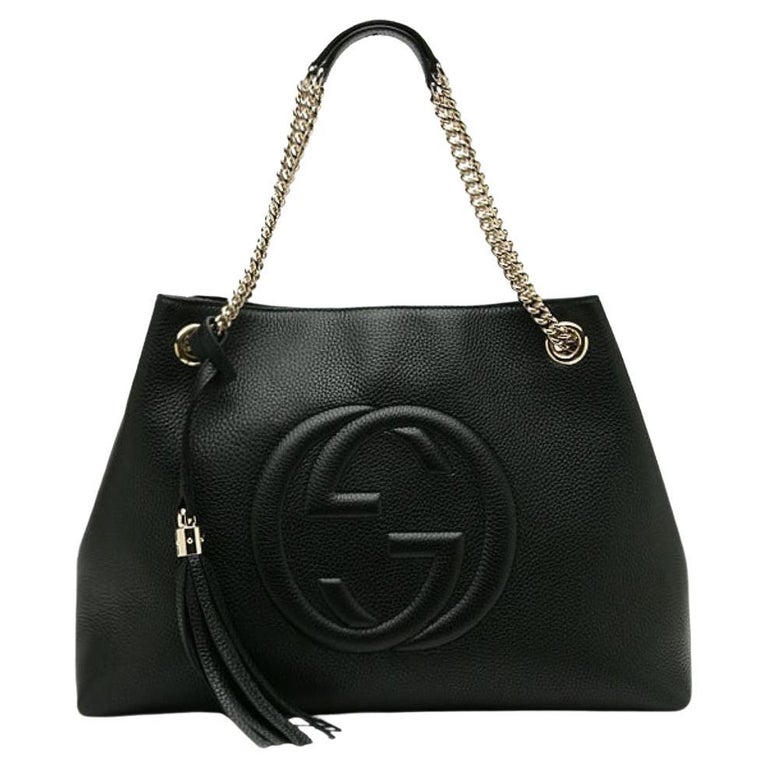 NEW Gucci Black Pebbled Leather Medium Soho Chain Tote Shoulder Bag at  1stDibs