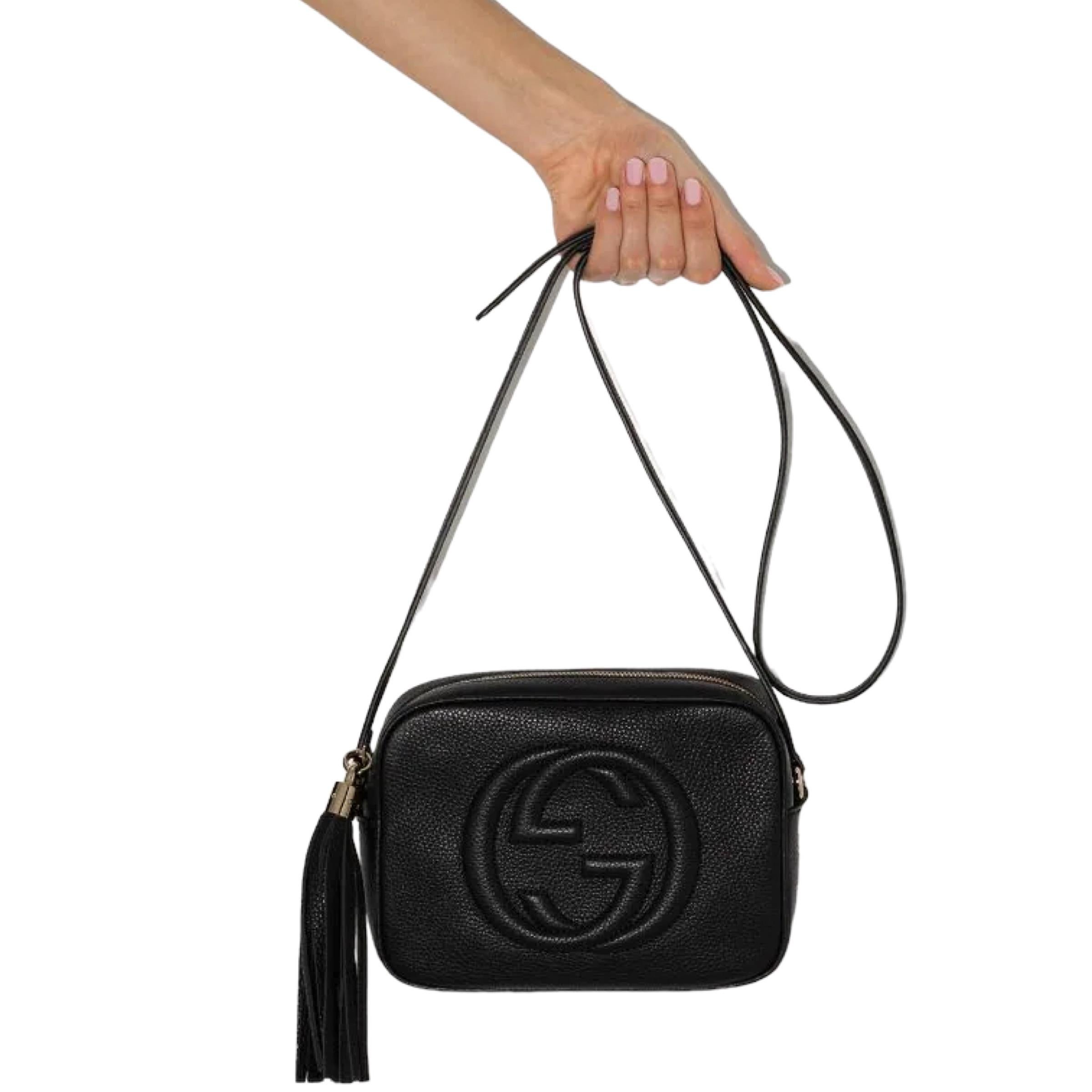NEW Gucci Black Small Soho Disco Leather Crossbody Bag For Sale 12