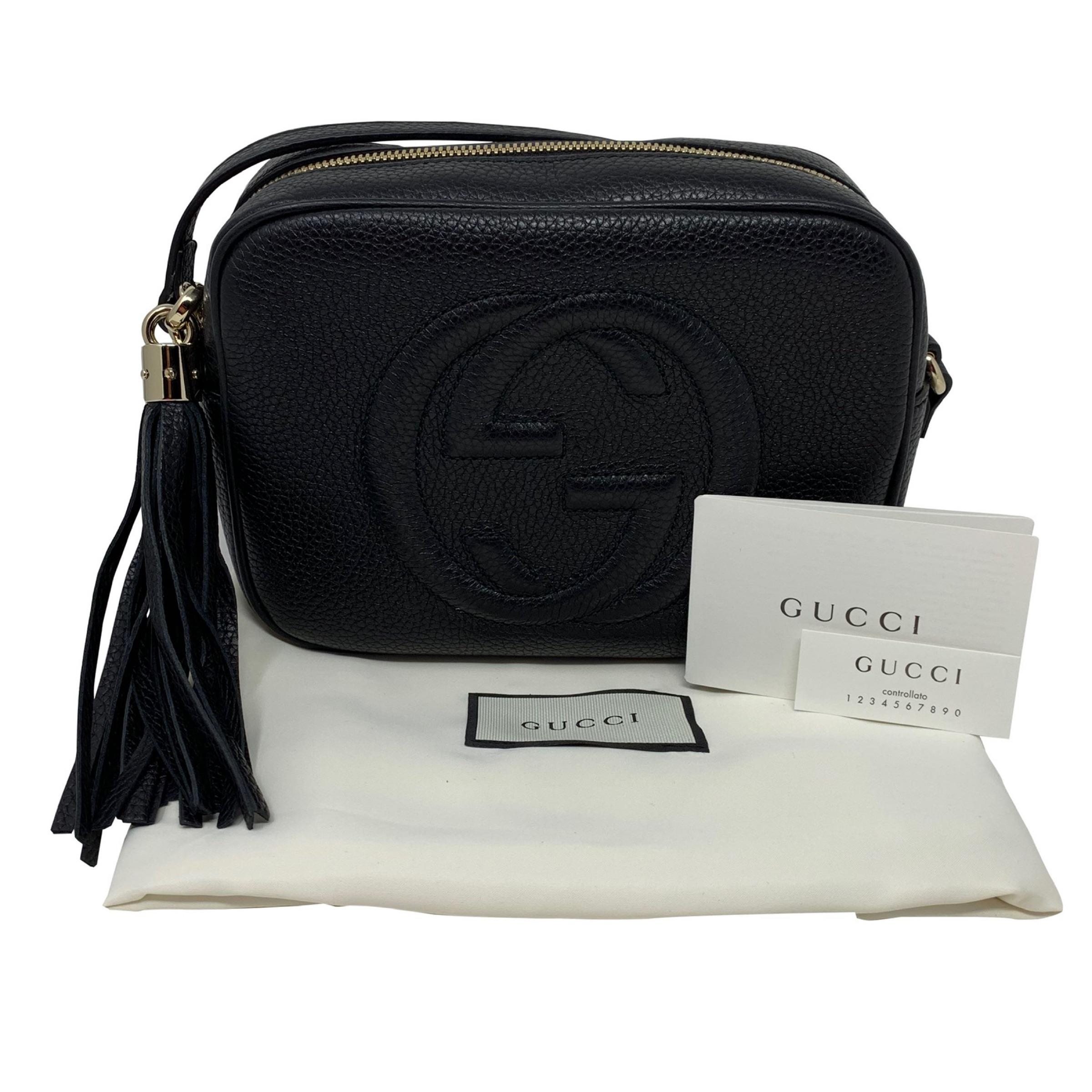 NEW Gucci Black Small Soho Disco Leather Crossbody Bag For Sale 13