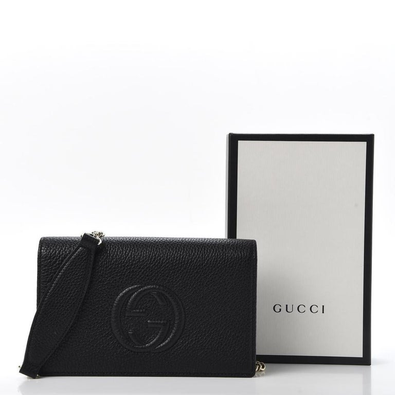 NEW Gucci Black Soho Disco Leather Wallet on Chain Crossbody Shoulder