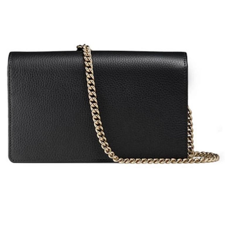 NEW Gucci Black Soho Disco Leather Wallet on Chain Crossbody Shoulder