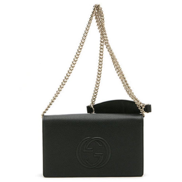 NEW Gucci Black Soho Disco Leather Wallet on Chain Crossbody Shoulder