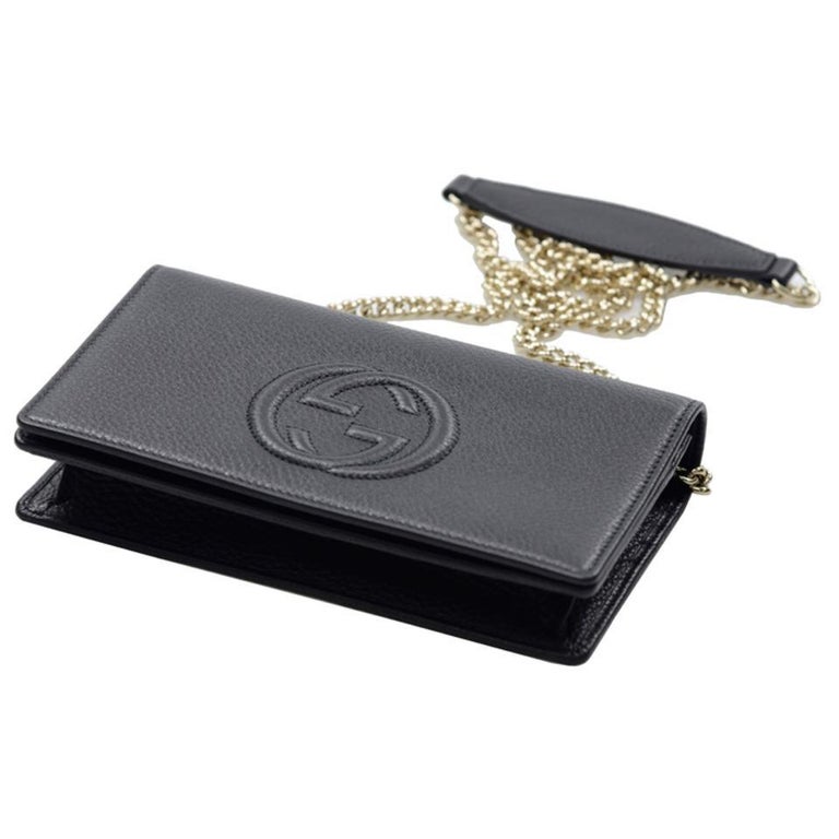 NEW Gucci Black Soho Disco Leather Wallet on Chain Crossbody Shoulder