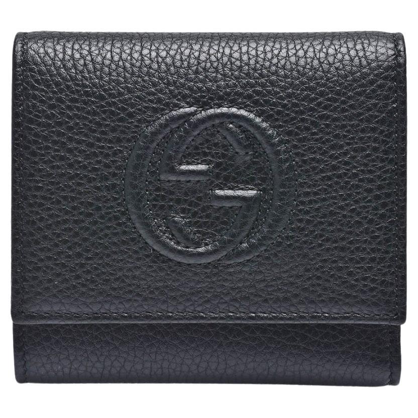 Gucci Rare Black Leather Hand Clasp Wallet c 1970s at 1stDibs the