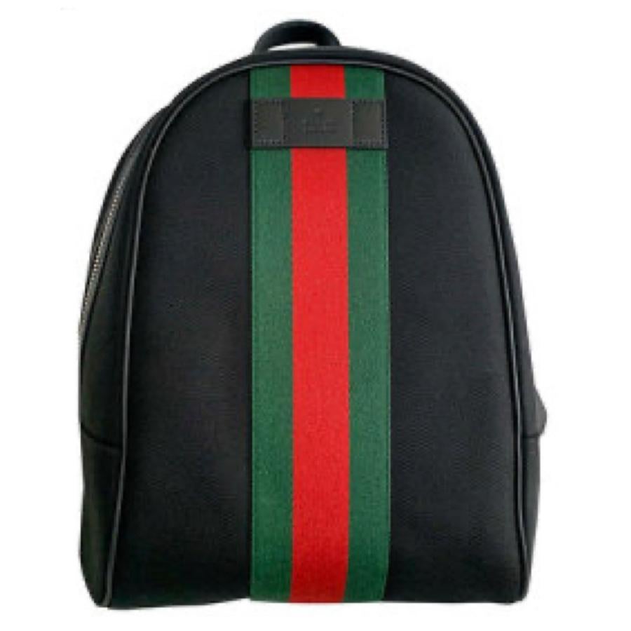 NEW Gucci Black Web Stripe Canvas Backpack Rucksack Bag For Sale