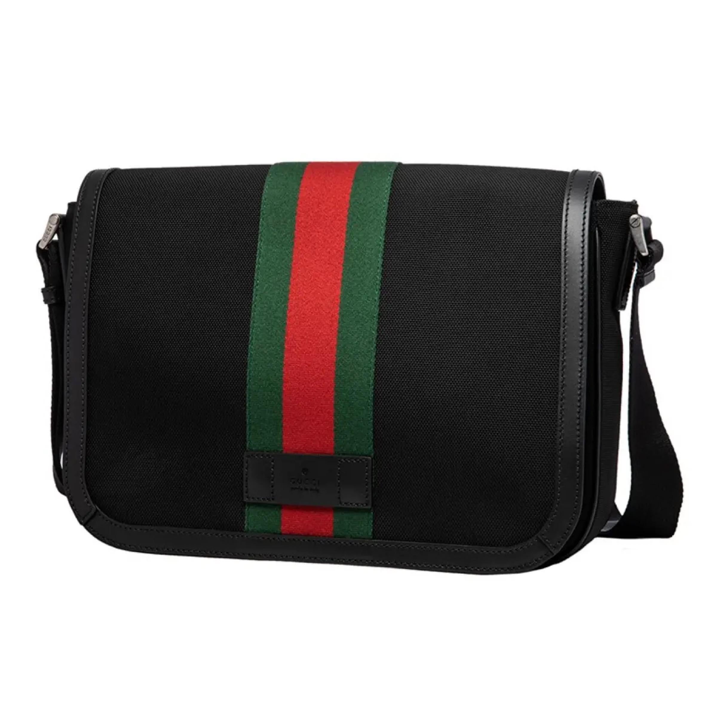 NEW Gucci Black Web Stripe Canvas Messenger Shoulder Bag For Sale at ...