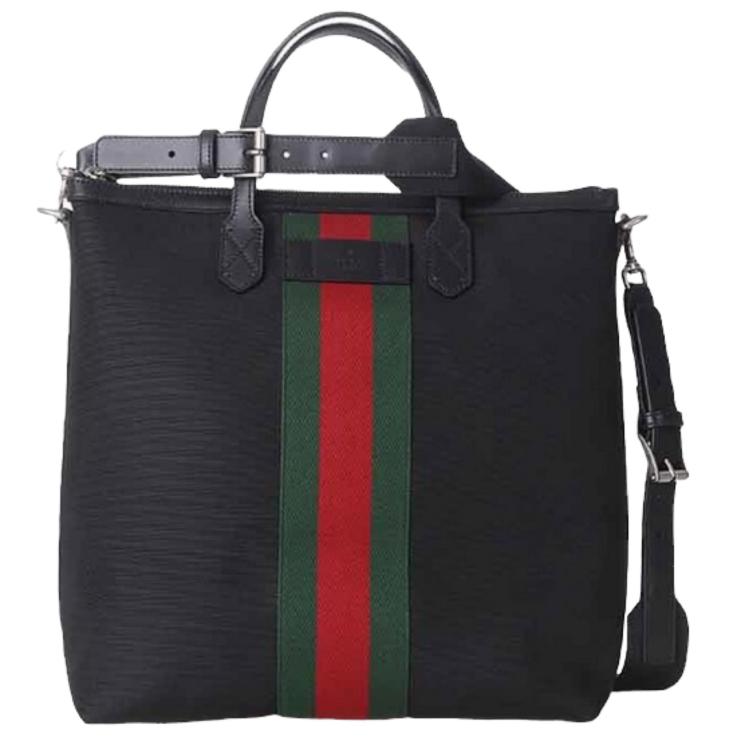 NEW Gucci Black  Stripe Canvas Tote Crossbody Bag For Sale at 1stDibs gucci bag with stripe