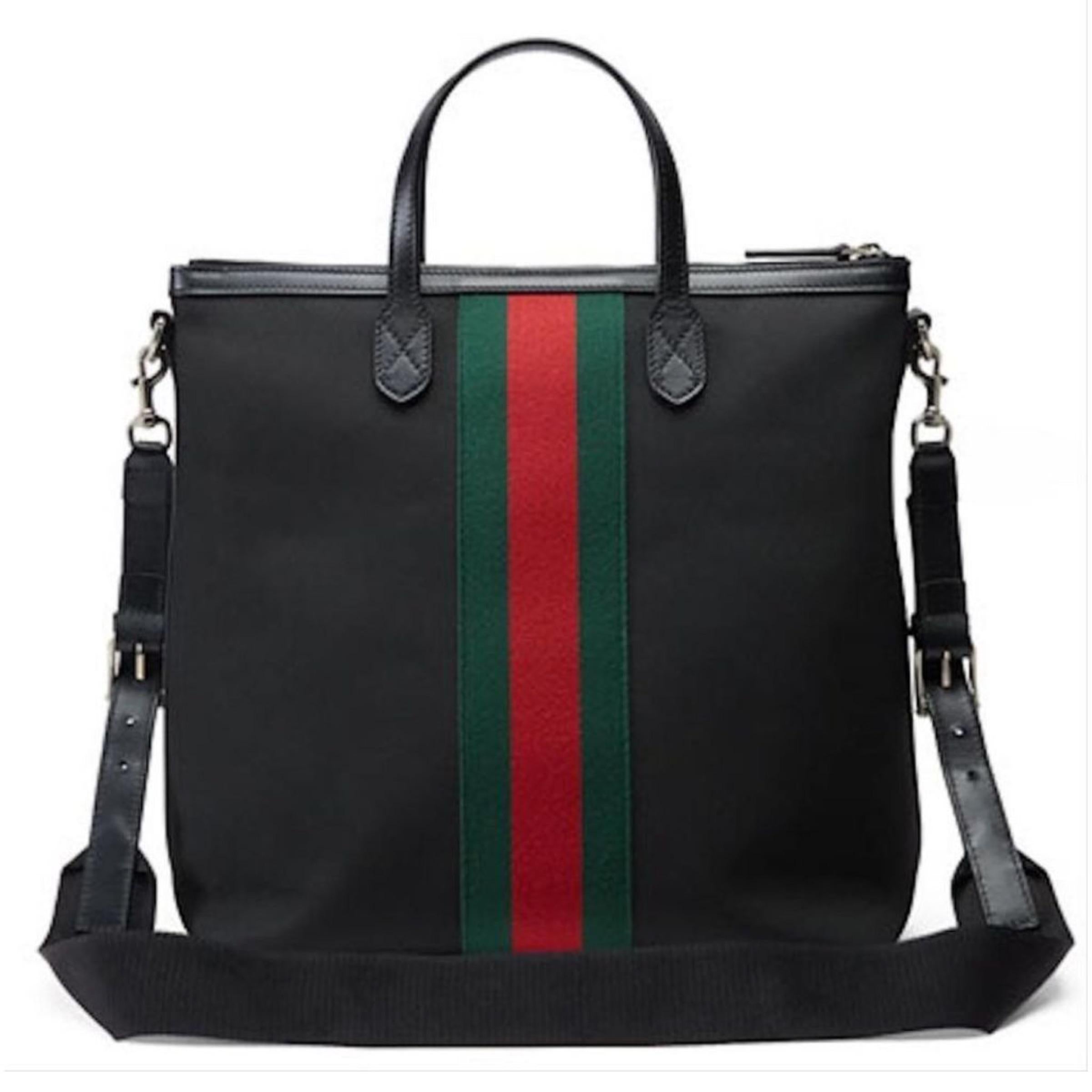 NEW Gucci Black  Stripe Canvas Tote Crossbody Bag For Sale at 1stDibs gucci bag with stripe