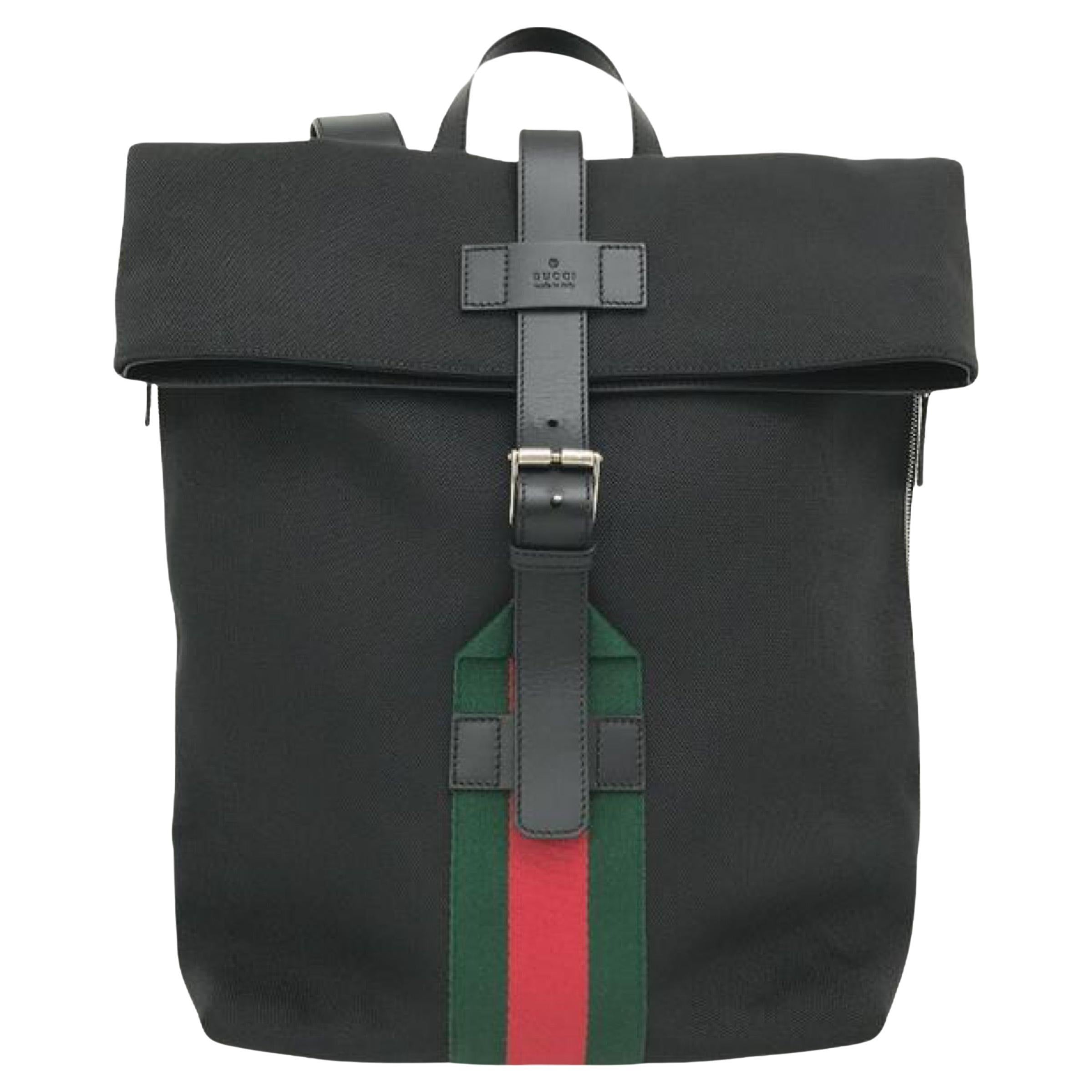 NEW Gucci Black Web Techno Canvas Backpack Rucksack Bag For Sale at 1stDibs