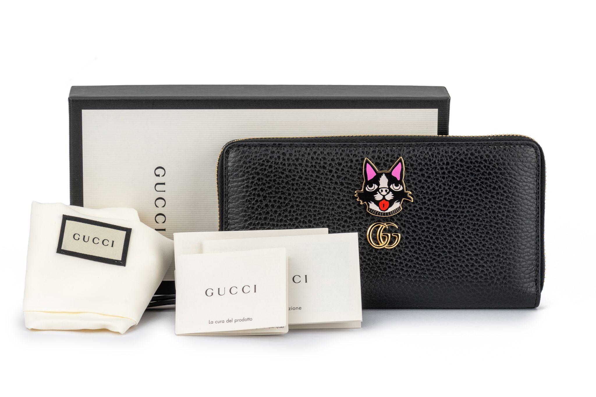 New Gucci Black Zip Around Cat Wallet (Portefeuille à fermeture éclair en forme de chat) en vente 3