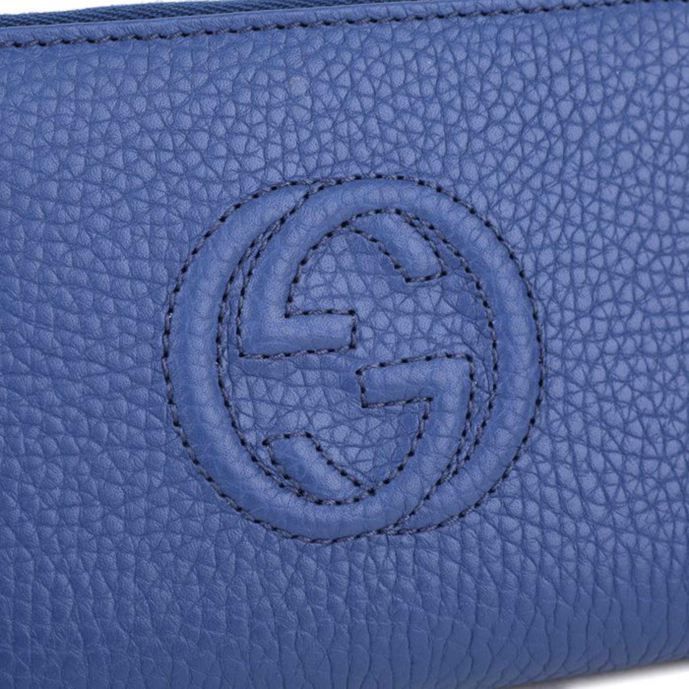 NEW Gucci Blue Soho Small Leather Coin Purse Wallet For Sale 8