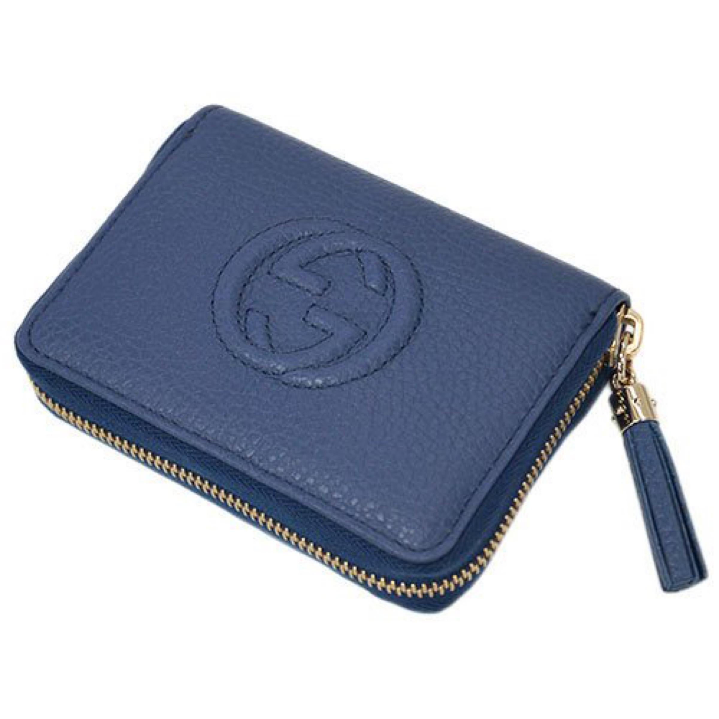 Women's NEW Gucci Blue Soho Small Leather Coin Purse Wallet For Sale