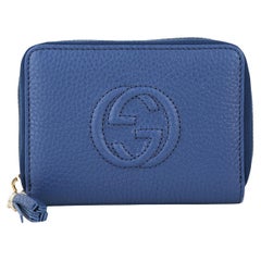 NEW Gucci Blue Soho Small Leather Coin Purse Wallet