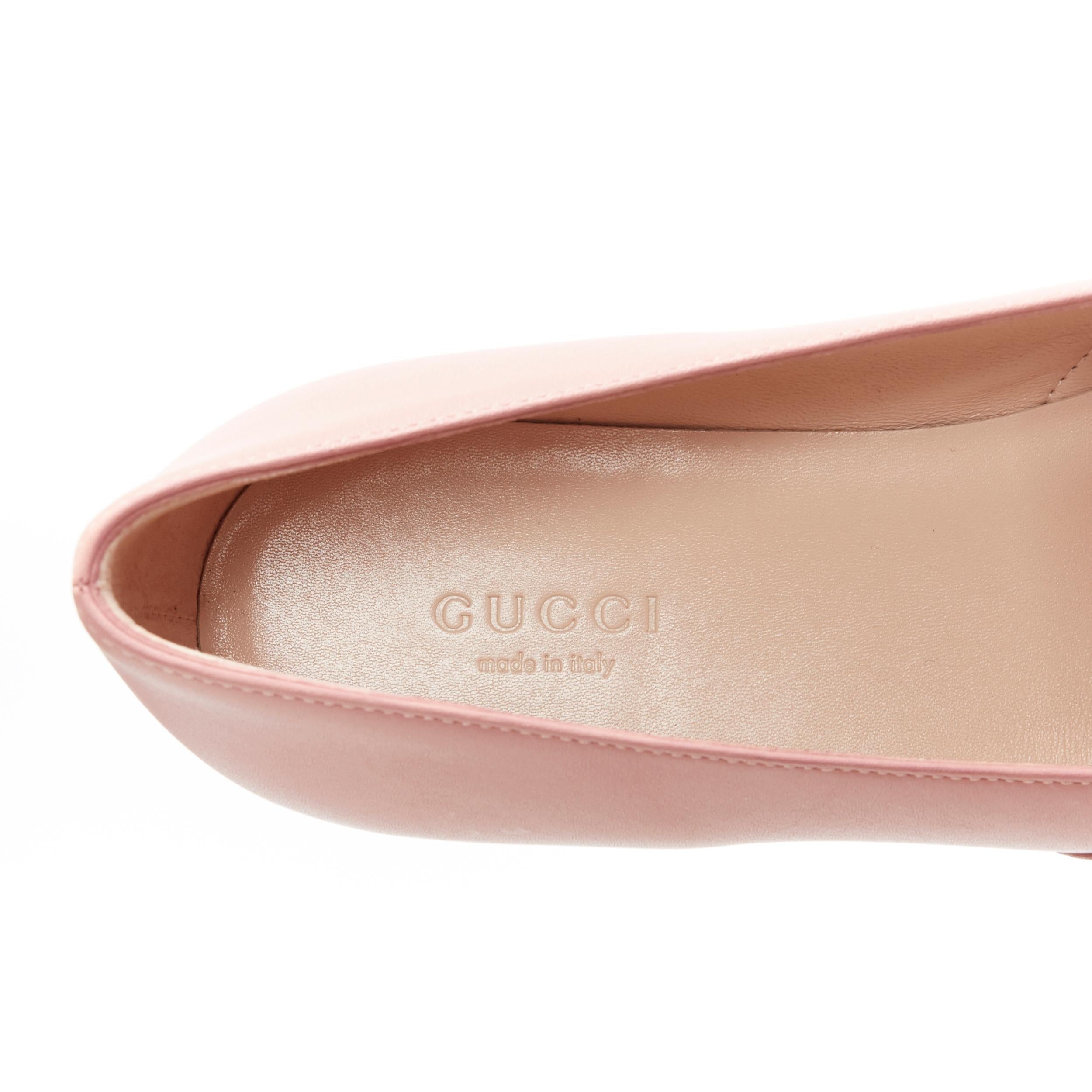 nuevo GUCCI blush pink leather gold horsebit round toe flat loafer shoes EU36 5