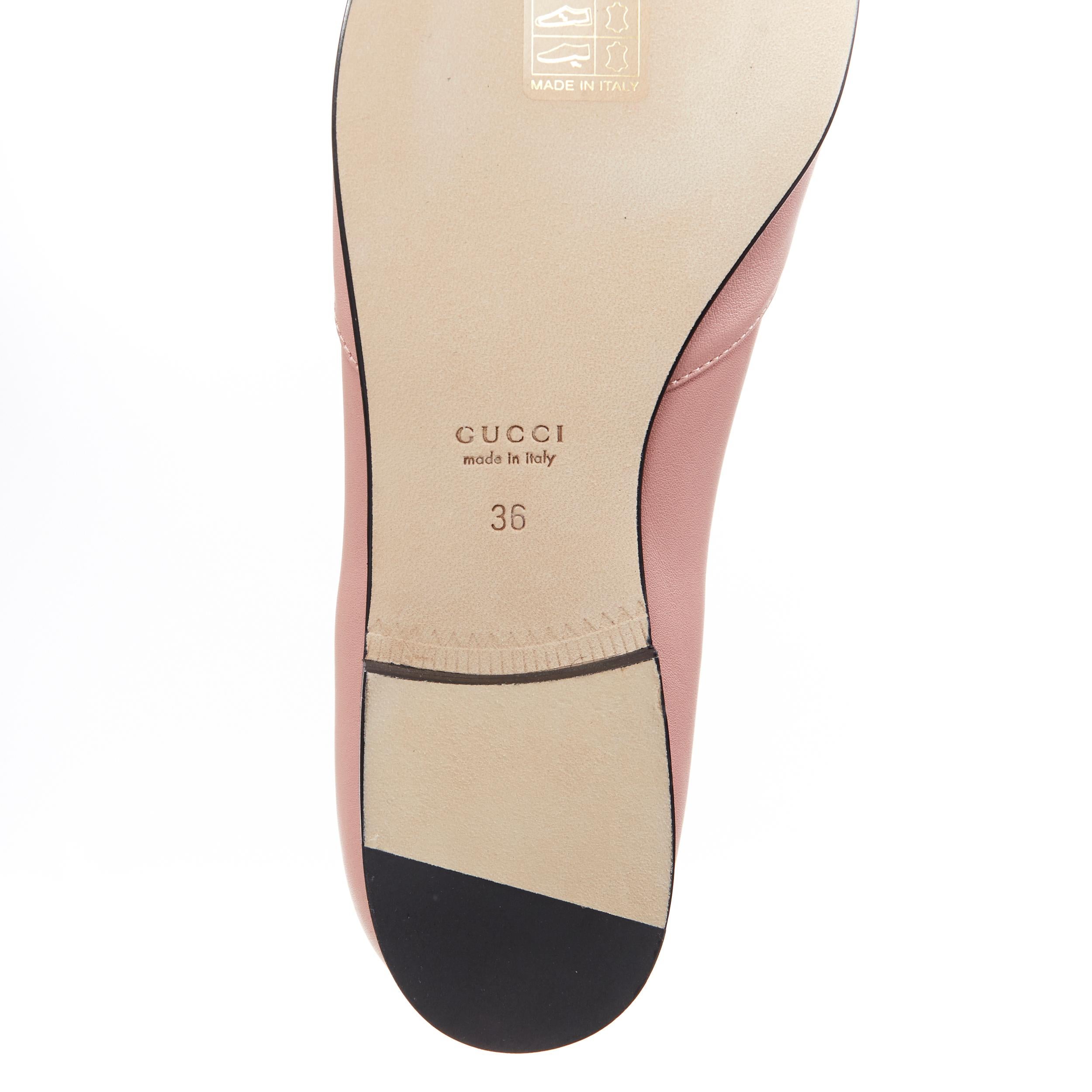 nuevo GUCCI blush pink leather gold horsebit round toe flat loafer shoes EU36 6