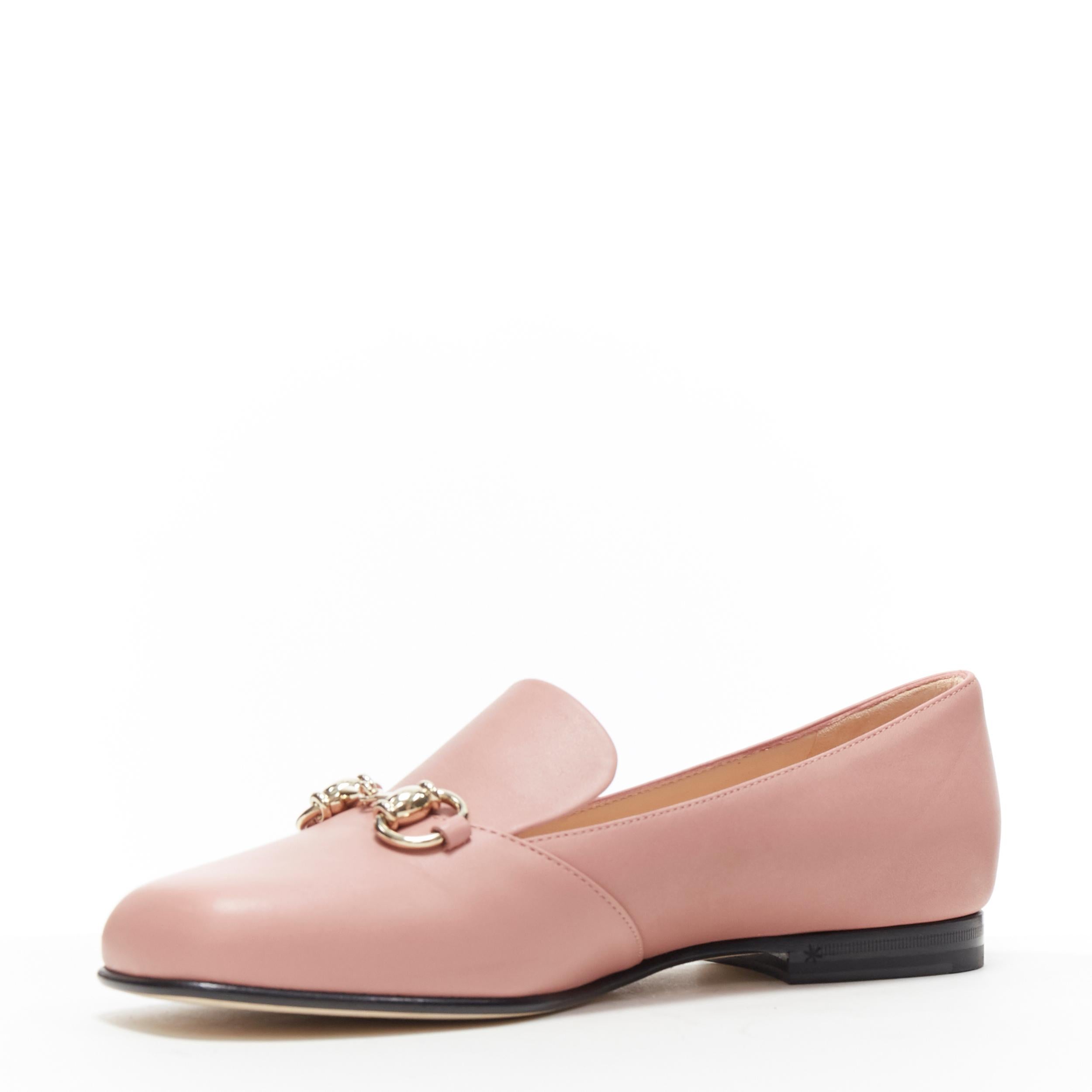 nuevo GUCCI blush pink leather gold horsebit round toe flat loafer shoes EU36 en Nuevo Estado en Hong Kong, NT