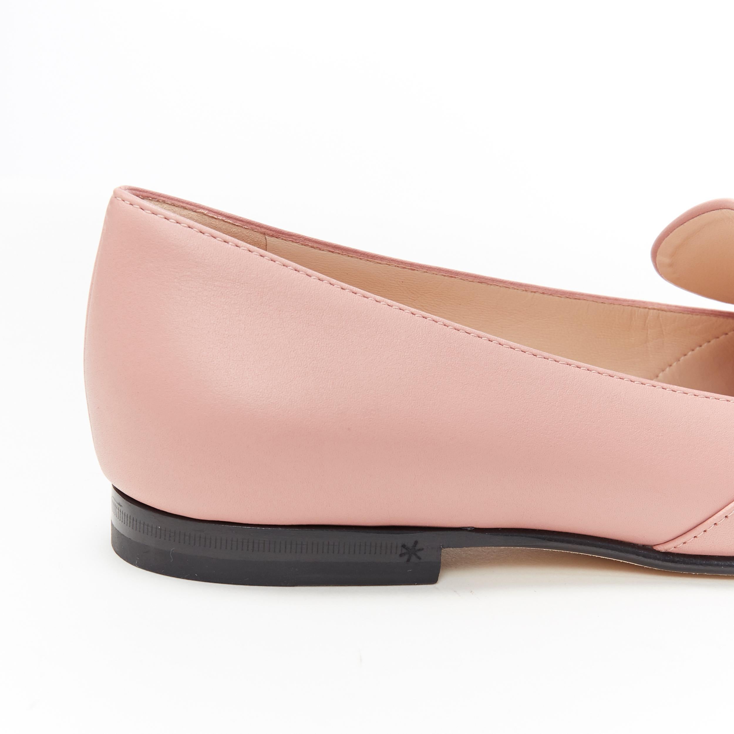 nuevo GUCCI blush pink leather gold horsebit round toe flat loafer shoes EU36 4