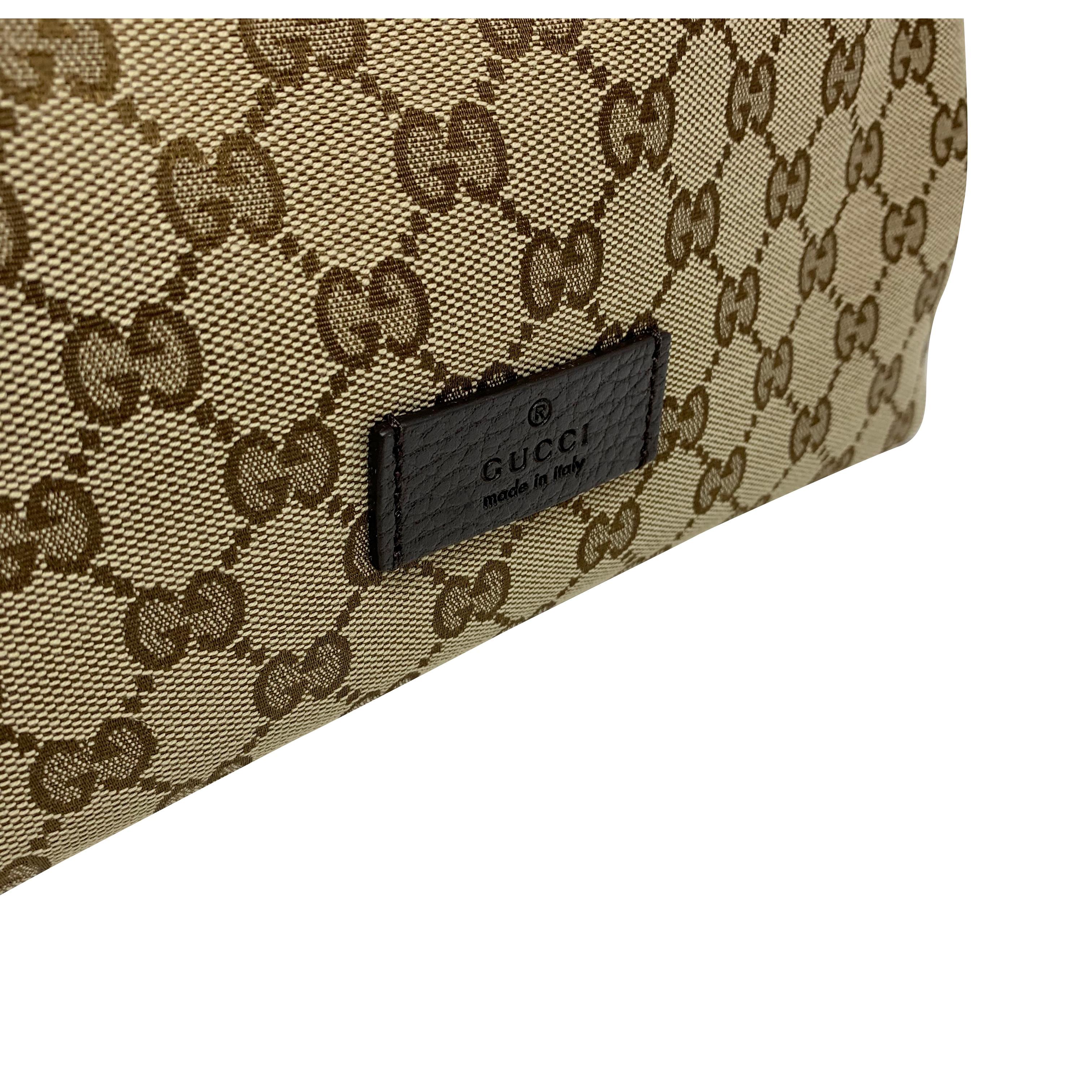NEW Gucci Brown/Beige GG Guccissima Drawstring Canvas Backpack Rucksack For Sale 7