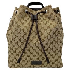 NEW Gucci Brown/Beige GG Guccissima Drawstring Canvas Backpack Rucksack