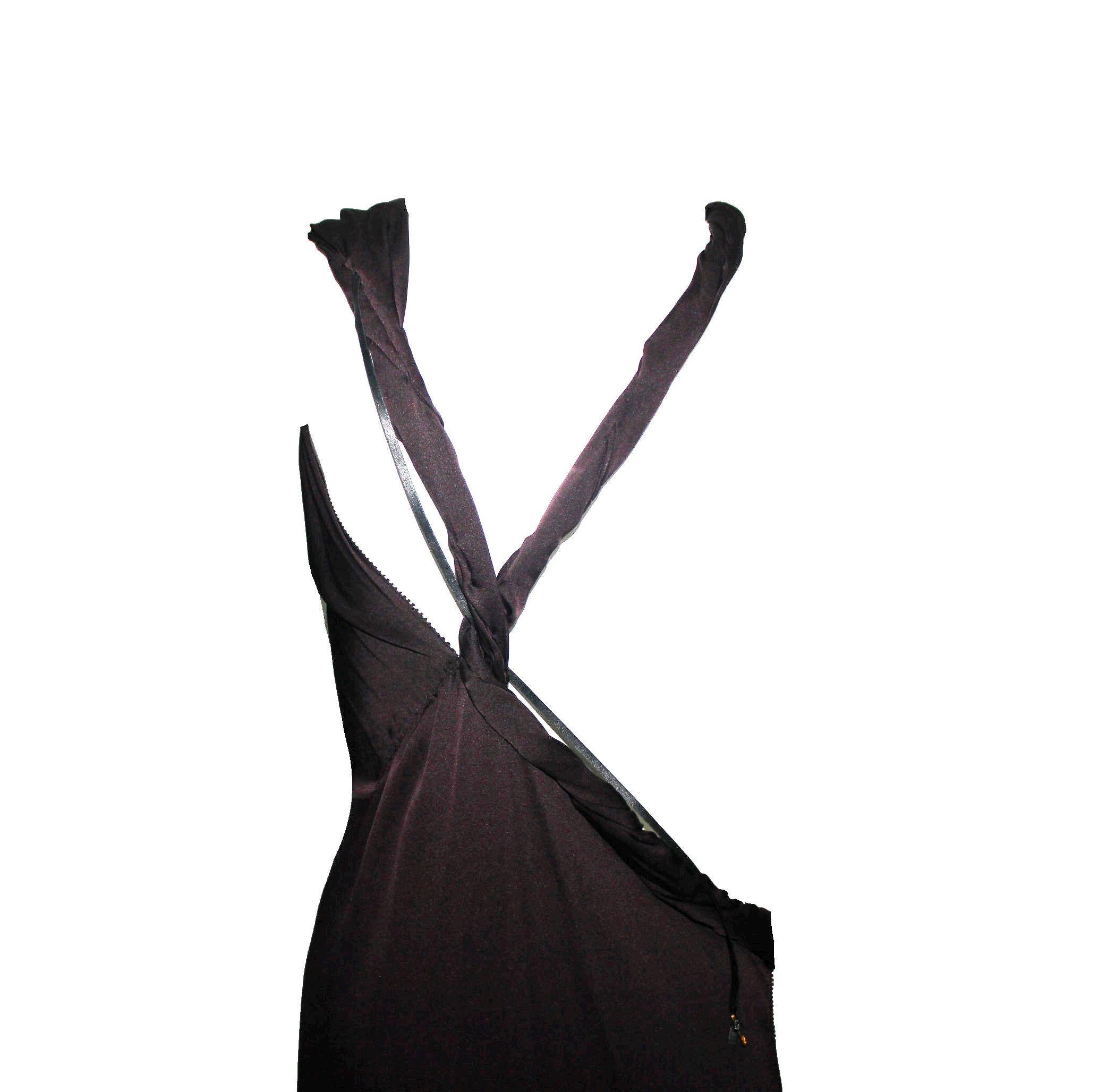 NEU Gucci by Tom Ford 2002 Abendkleid aus Seidenleder mit Paneelschleppe 40 Damen im Angebot