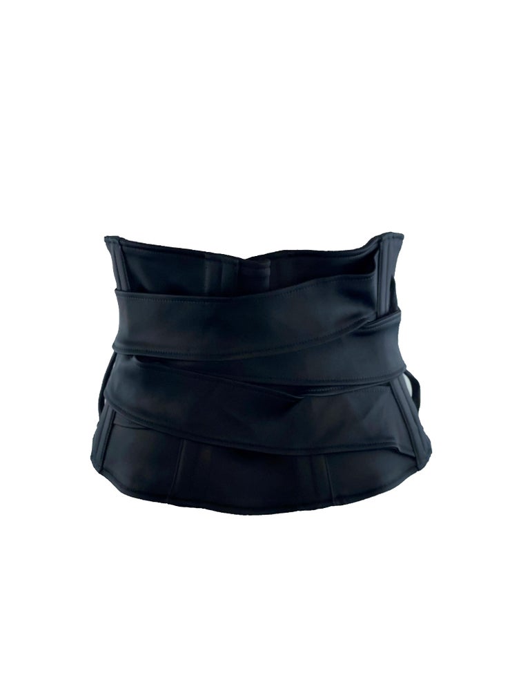 Gucci Black nylon waist belt corset with gold hardware. NEW Gucci by Tom Ford 2003 Black Waist Waspie Wide Hourglass  main image 3