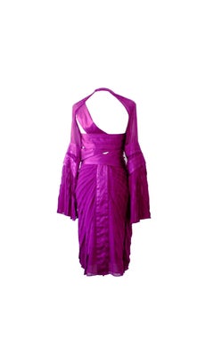 NEW Gucci by Tom Ford FW 2004 Purple Silk Asymmetric Cocktail Evening Dress