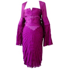 NEW Gucci by Tom Ford FW 2004 Purple Silk Asymmetric Cocktail Evening Dress