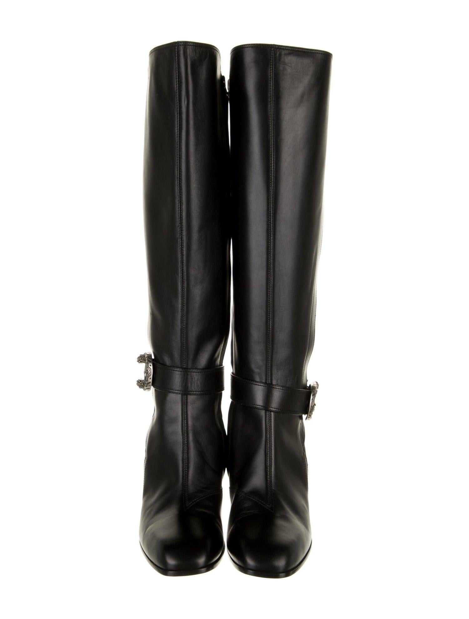 New GUCCI Calfskin Dionysus Knee High Boots 37.5 In New Condition In Leesburg, VA