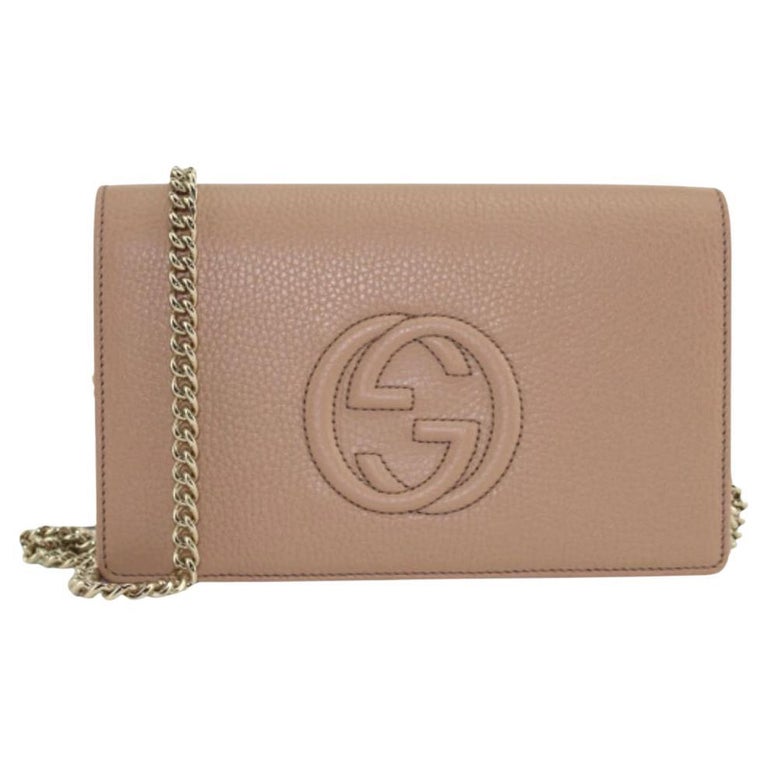 NEW Gucci Camelia Beige Soho Disco Wallet on Chain Crossbody Shoulder Bag  For Sale at 1stDibs