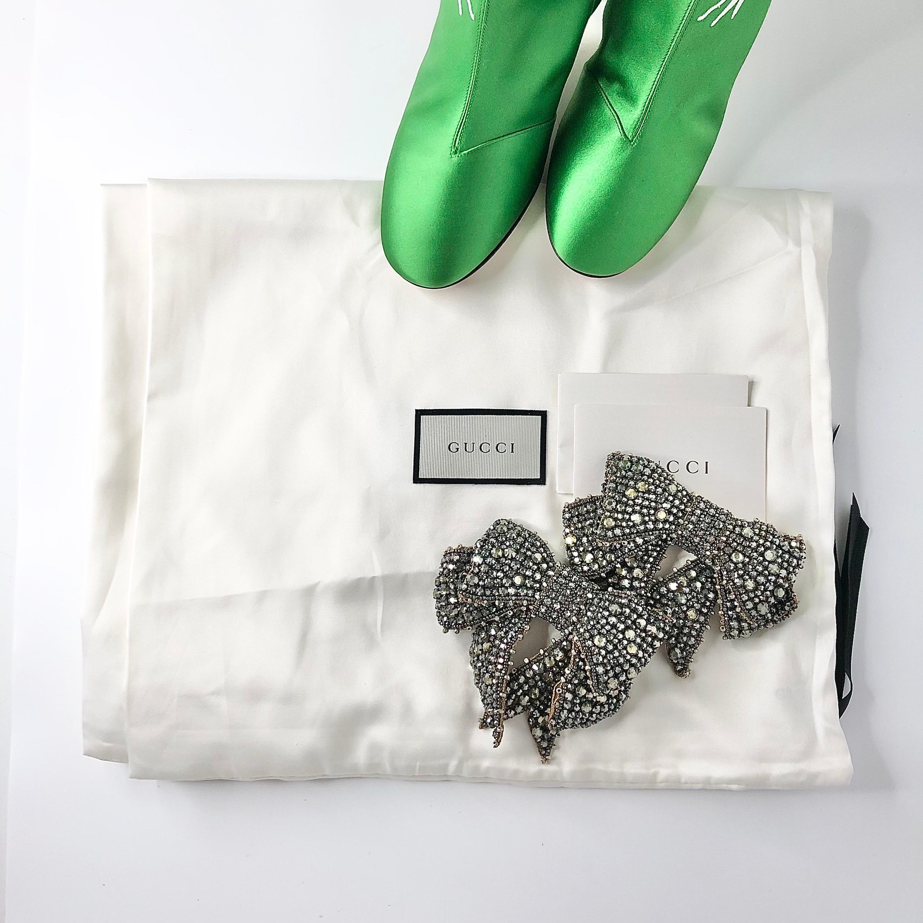 NUEVO Gucci Dragón de caramelo con lazo bordado Botas altas a la rodilla con adornos de cristal 36 en venta 5