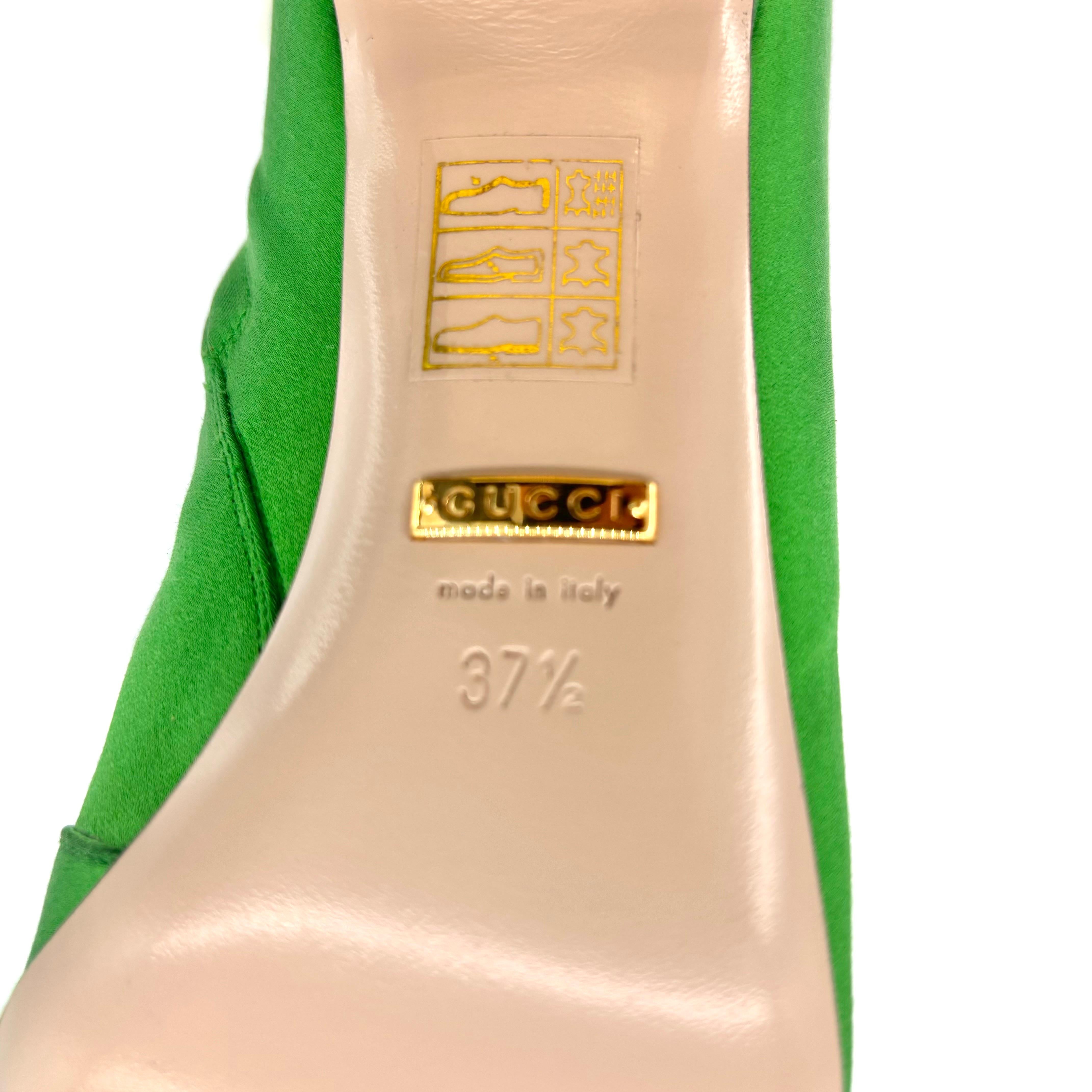 NUEVO Gucci Dragón de caramelo con lazo bordado Botas altas a la rodilla con adornos de cristal 37.5 en venta 3