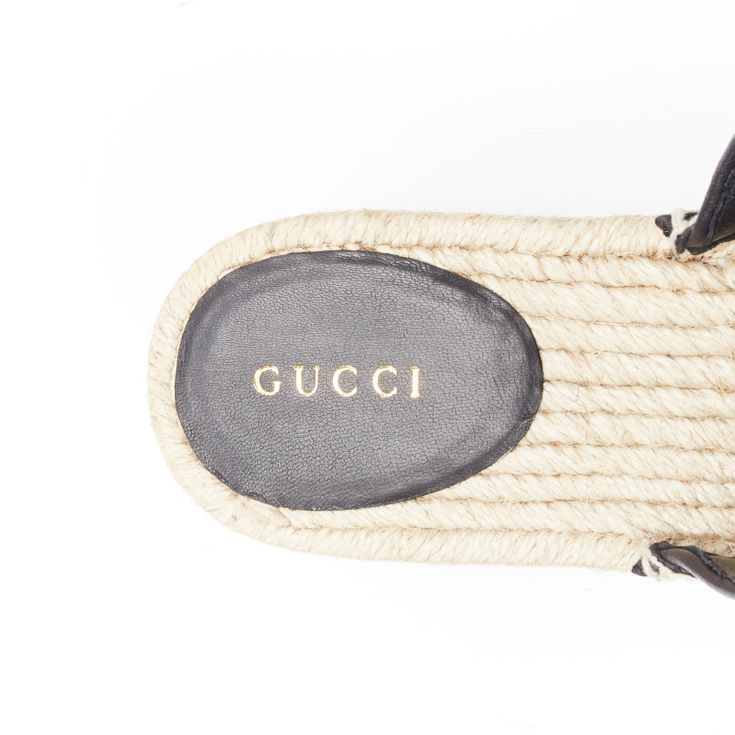 new GUCCI Charlotte Matelasse gold GG logo platform espadrille jute mule EU40 3