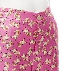 new GUCCI CNY 2019 100% silk pink piggy print cropped pajama shirt IT36 XS rare