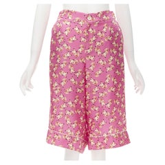 new GUCCI CNY 2019 100% silk pink piggy print cropped pajama shirt IT36 XS rare