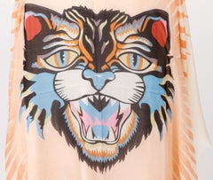 New Gucci Cream Iconic Tiger 52" Shawl  Scarf