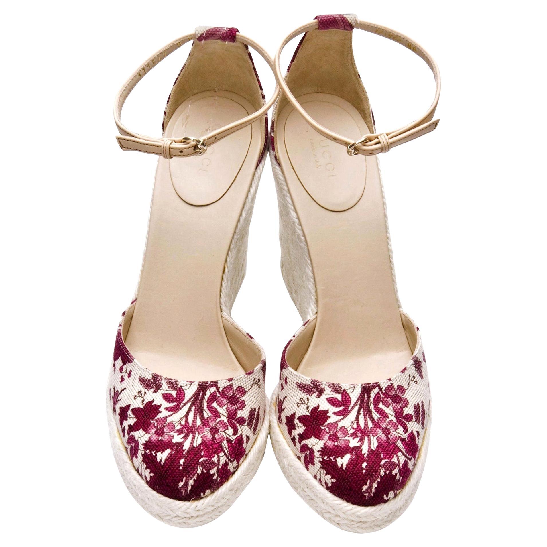 Gucci Cruise - Escarpins à talons compensés Flora, taille 8,5, état neuf, défilé 2007