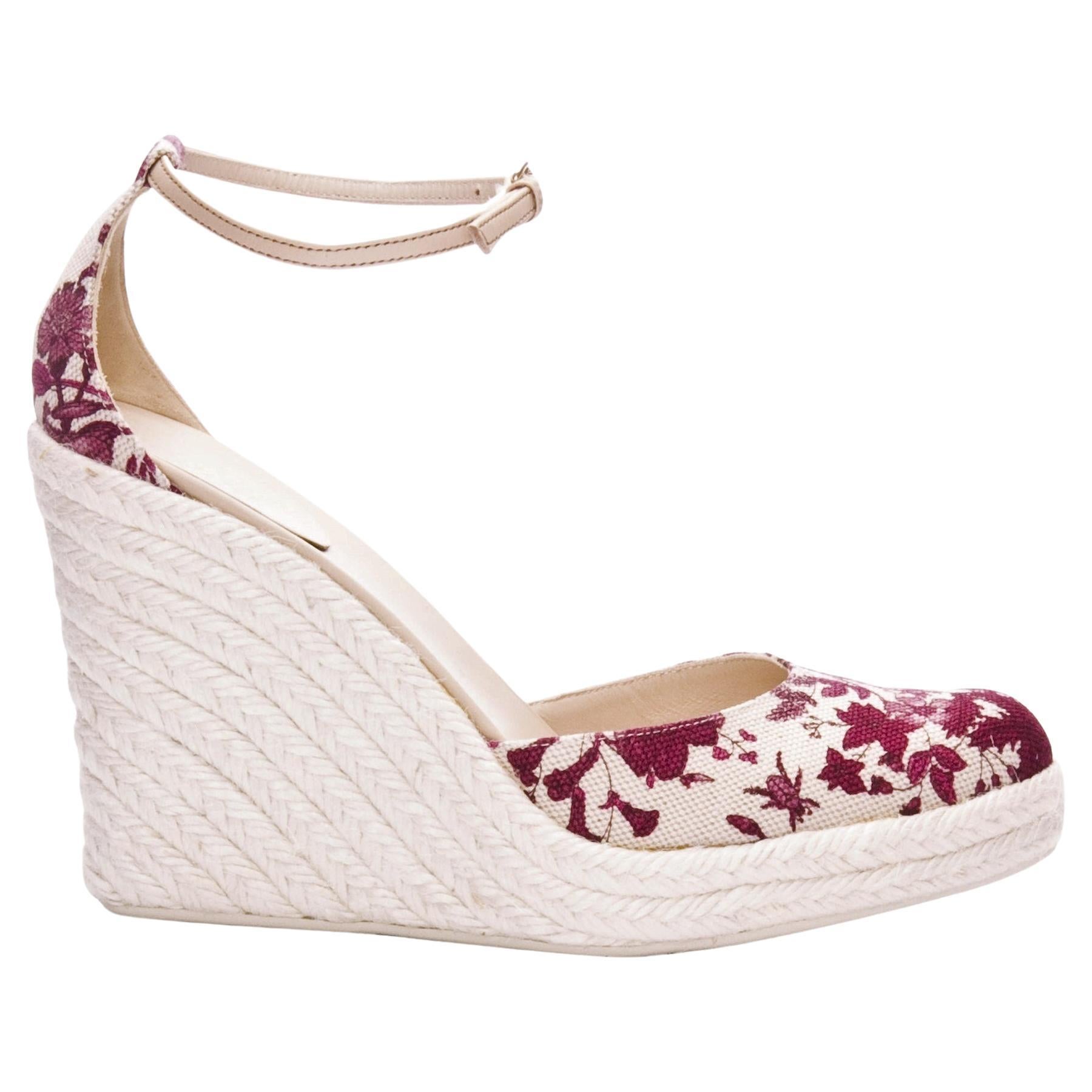 Gucci Cruise New 2007 Runway Flora Wedge Espadrille talons Taille 9 en vente