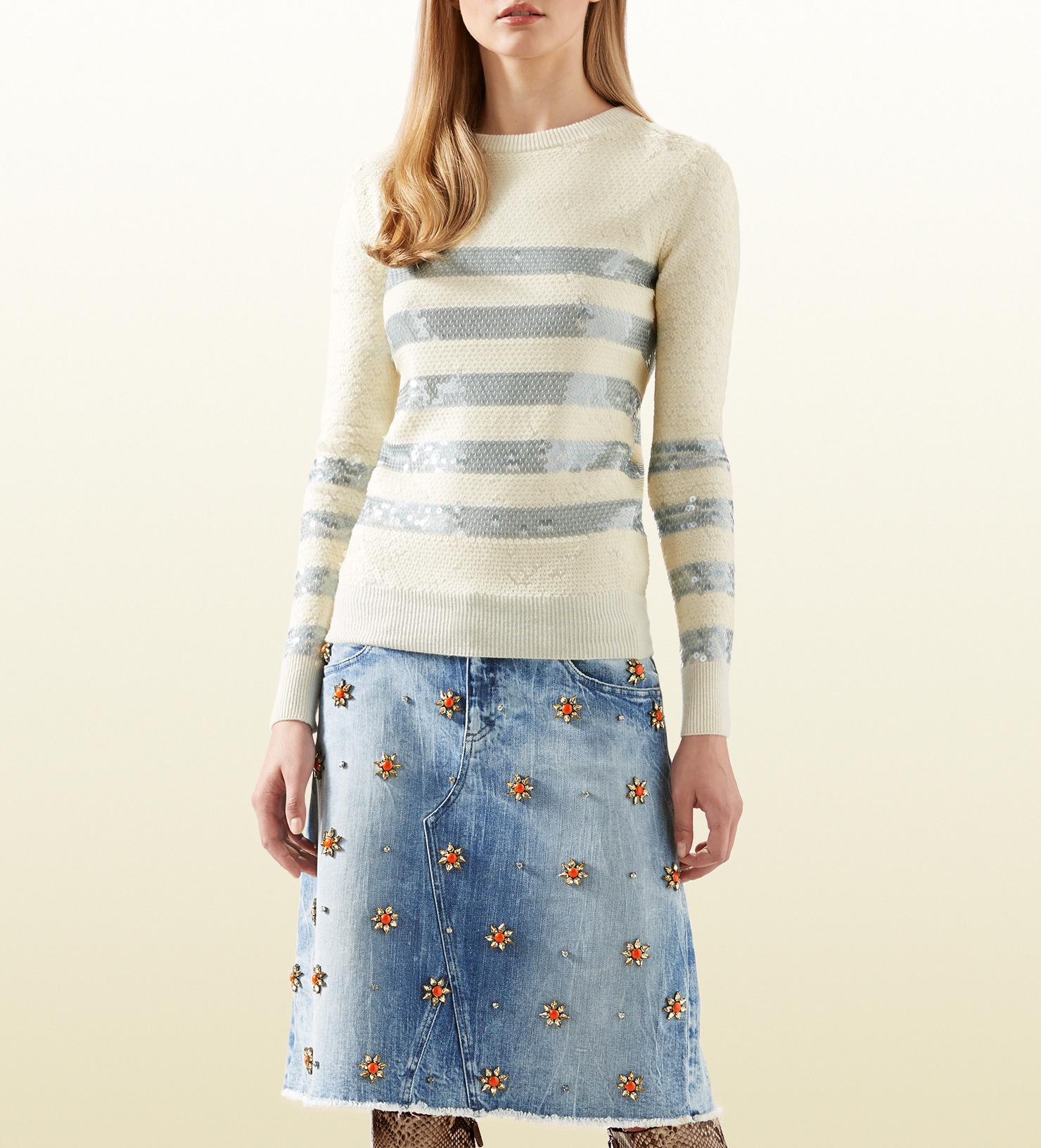 New Gucci Cashmere Cruise Resort 2015 Ad Sequin Sweater  Sz S 2
